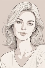 Fototapeta premium Black and White Elegant Portrait Illustration of a Woman