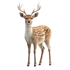 Obraz premium Young male deer standing gracefully in a natural pose with antlers and spotted coat