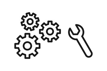 settings icon line set - minimalist gear and configuration illustrations