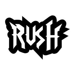 rush black metal fashion sticker t shirt music vector illustration template design
