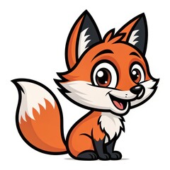 Playful Cartoon Fox with Bright Colors and Cheerful Expression