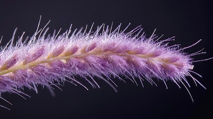 Dew Covered Purple Grass Flower Close Up
