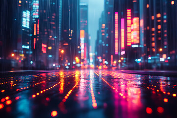 Obraz premium Abstract forex candlestick chart glowing over a blurred cityscape at night, symbolizing big data, trade, and investment in a futuristic financial setting
