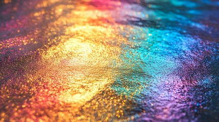 Fototapeta premium Abstract Colorful Glitter Background, Shimmering Texture with Golden, Teal, and Purple Hues