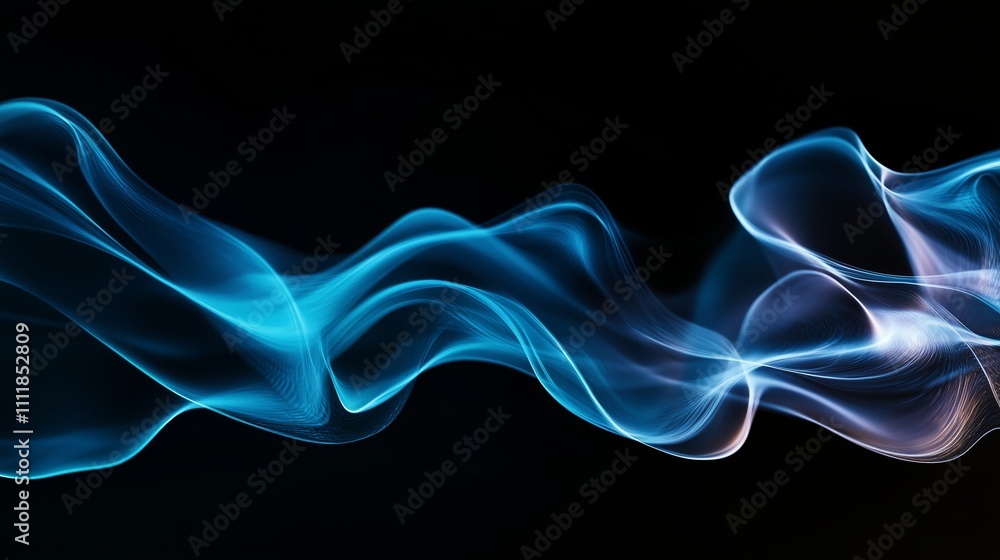 Aufkleber flowing blue light trails create an abstract visual effect against a dark background