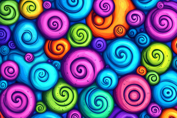 Naklejka premium Vibrant Swirl Pattern, Colorful Abstract Background of Intertwined Spirals in Vivid Hues