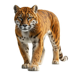 Fototapeta premium Tiger walking confidently through its habitat showcasing its striking features and strength