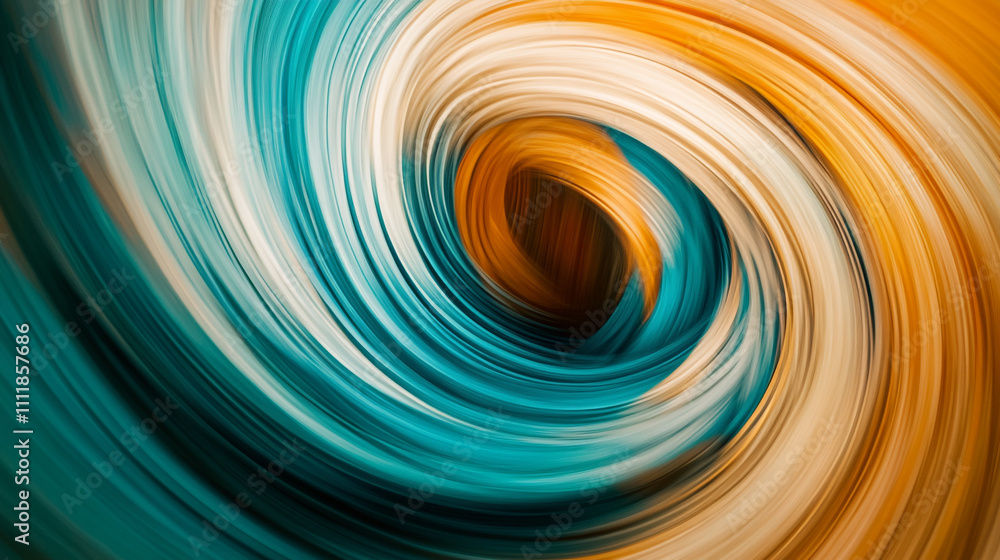 Poster vivid swirling patterns of blue and orange create hypnotic motion in an abstract design