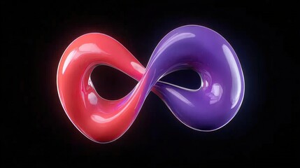 Abstract Infinity Symbol  Red Purple Glossy 3D Render