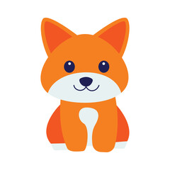 Cute Orange Puppy Dog Animal Cartoon Character with Smile Expression