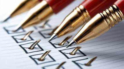 Fototapeta premium Checklist Completed with Pens