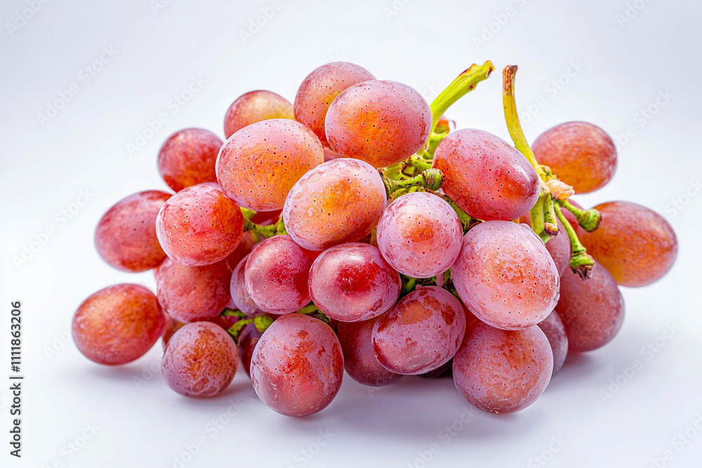 Poster fresh red grapes arranged on a plain background for display