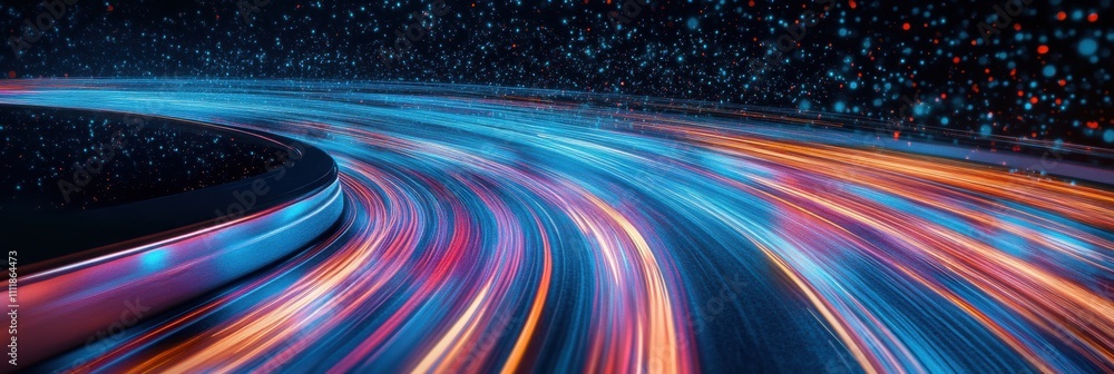 Poster abstract light trails speed and movement dynamic colorful swirling lines futuristic technology backg