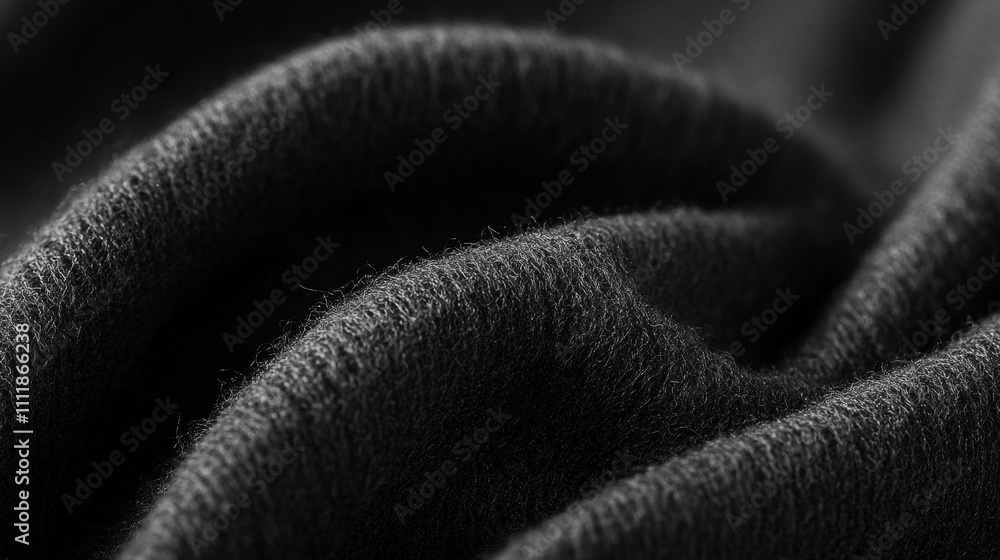 Poster soft black fabric draping creates subtle textures and shadows in a cozy setting