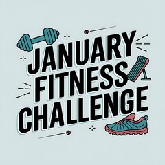 Naklejka premium January Fitness Challenge Graphic Design Illustration