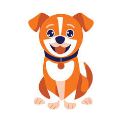 Cute Orange Puppy Dog Animal Cartoon Character with Smile Expression