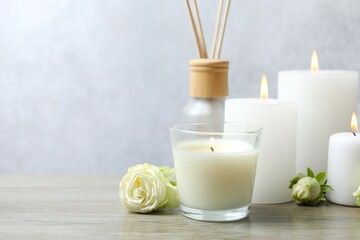 Beautiful composition with candles on the table