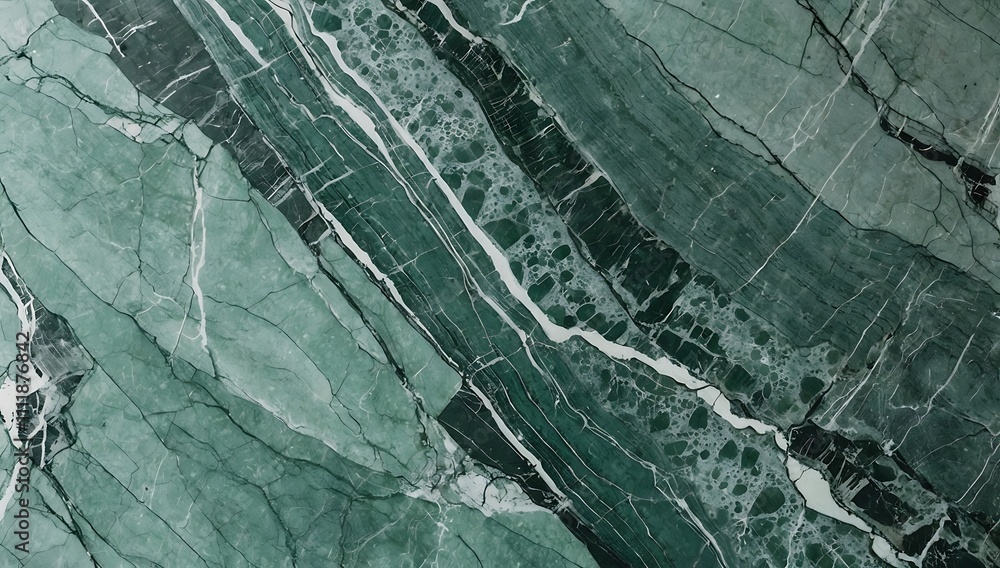 Poster a close-up view of a textured green marble surface with intricate patterns and veins.