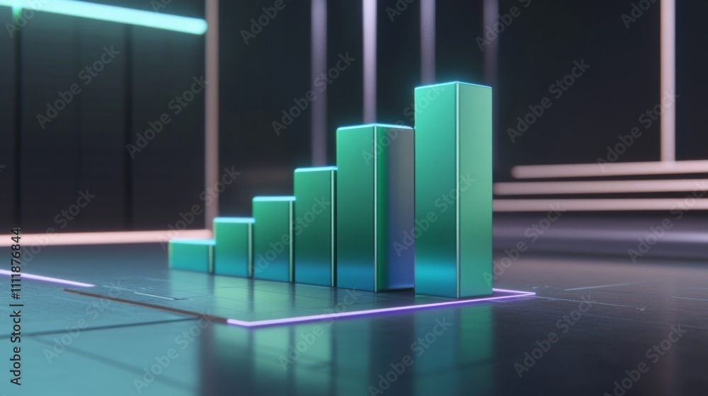 Poster modern 3d bar graph minimalistic design for data representation
