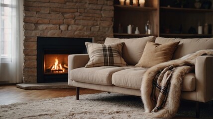 Inviting Space: Empty Board in a Warm Living Room
