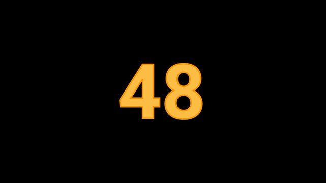 48 Number with confetti falling Animation