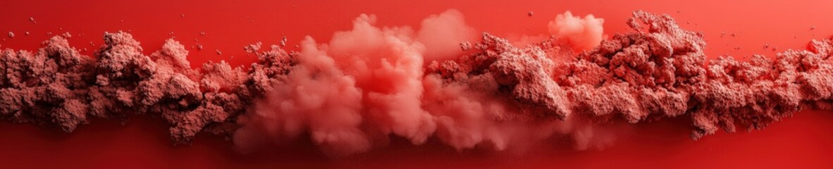 A red background with a cloud of red powder