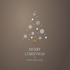 Christmas and New Year. Vector greeting cards, Vector snowflakes in the shape of a Christmas tree