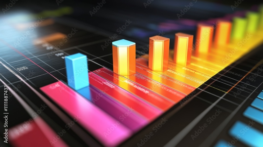 Fototapete colorful bar graphs representing data analysis in modern design