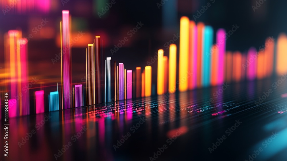 Poster Vibrant Abstract Data Visualization with Colorful Bar Graphs