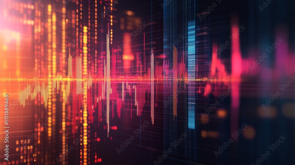 Aufkleber vibrant abstract digital sound waves visualization in colorful display