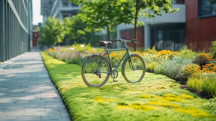 Fototapeta premium Eco-friendly commuting options, bike and green transportation