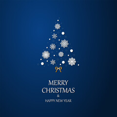 Christmas and New Year. Vector greeting cards, Vector snowflakes in the shape of a Christmas tree