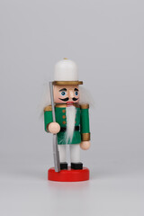 Classic Christmas Nutcracker with Original Hair Displayed on White