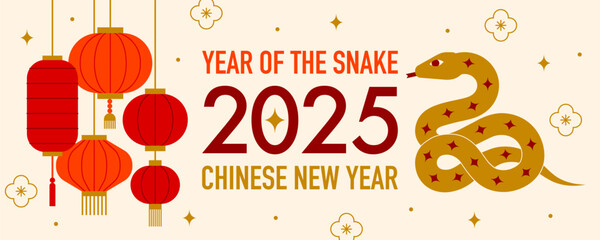 Chinese New Year banner with snake. Lunar year