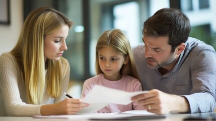 Obraz premium Parents Discuss Important Matters with Their Young Child