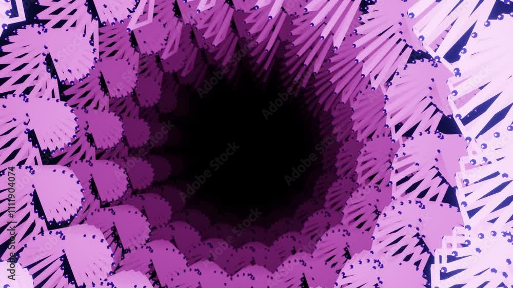 Poster 3d rendering of pink kaleidoscopic patterns moving in loop