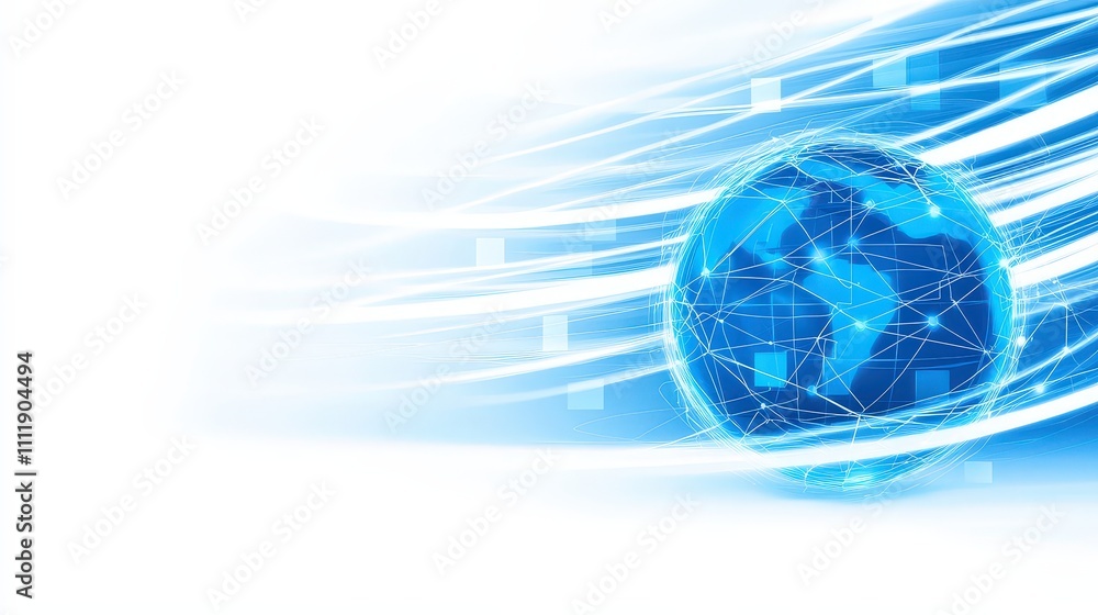 Poster global network connectivity abstract digital globe and data streams