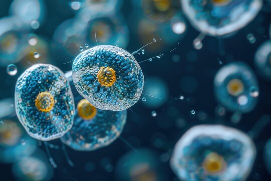 Cryptosporidium: A close-up of Cryptosporidium oocysts in water, highlighting the need for clean water practices to prevent disease.