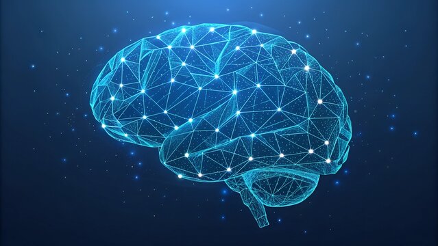 Low-Poly Brain Illustration: Artificial Intelligence Concept