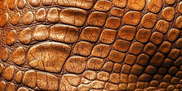 Close up of a brown leathery skin with a pattern of scales