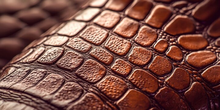 Close up of a brown leather item with a pattern of squares