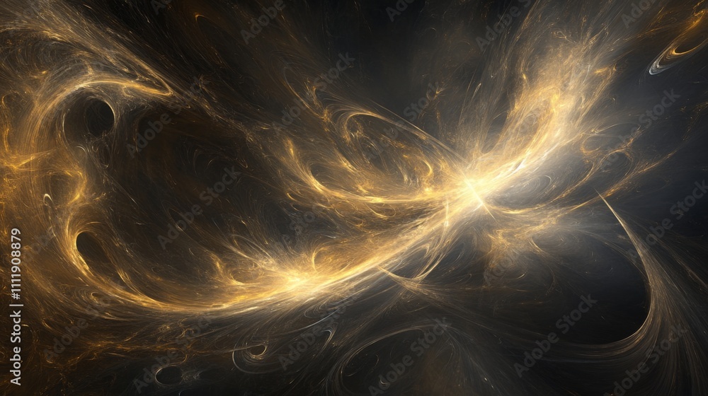 Poster cosmic energy flow with golden and dark fractal elements