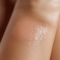 Fototapeta premium Close-Up of White Woman's Inner Wrist with Patch Test Showing Mild Redness and Irritation from Skin Product