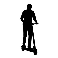 man riding scooter silhouette vector