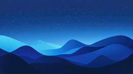 Fototapeta premium Starry night sky with minimalistic mountain silhouettes showcases the beauty of the galaxy