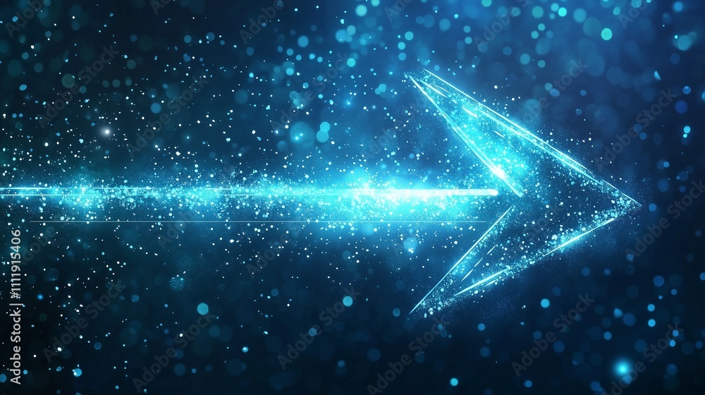Poster glowing digital arrow symbolizing futuristic digital transformation and progress.