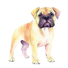 Obraz premium Creepy Watercolor of Simple Bullmastiff Dog: Ugly Yet Captivating Artwork