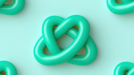 Obraz premium Abstract Teal Knot Pattern Background Geometric Shapes 3D Render Seamless Texture Mini