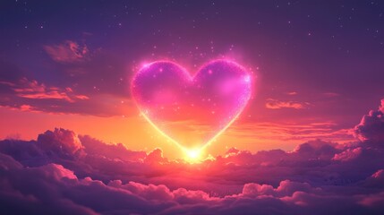 Fototapeta premium Picture a heart symbol glowing brightly in the sky, representing the power of love, freedom, and the courage to follow your dreams without fear.