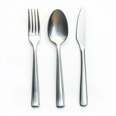 Fork spoon and knife isolated on white background